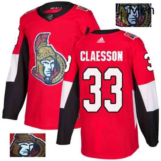 Mens Adidas Ottawa Senators 33 Fredrik Claesson Authentic Red Fashion Gold NHL Jersey